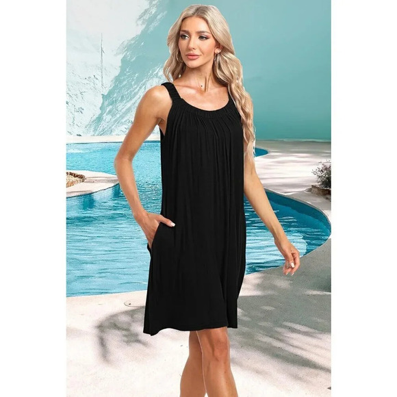 Women's Beach Cover Up Tank Dress  Casual Vacation Short - Picture 2 of 5